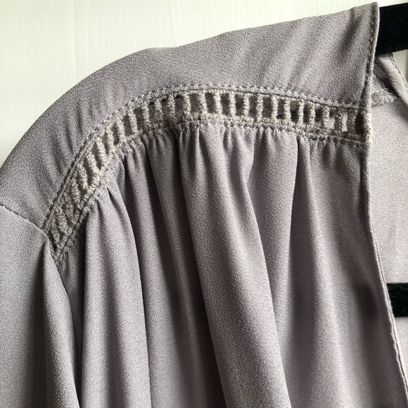 Lush Grey Silk Womens Blouse Bell Sleeve Medium - Picture 3 of 5